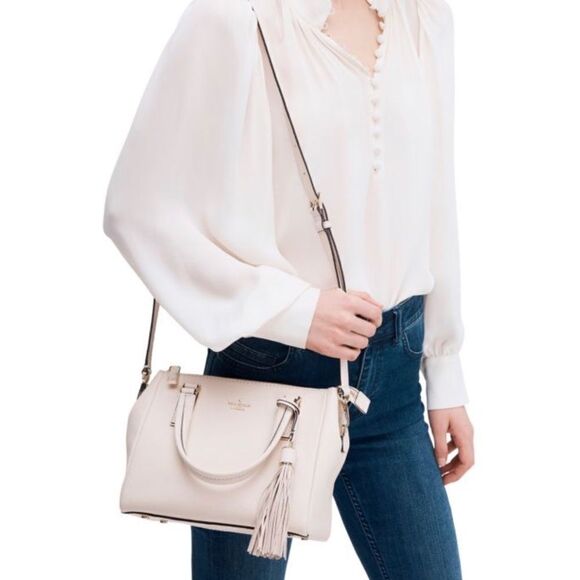 KATE SPADE NEW YORK
Small Tassel-Trim Leather Satchel in SOFT LIMESTONE - Picture 3 of 12